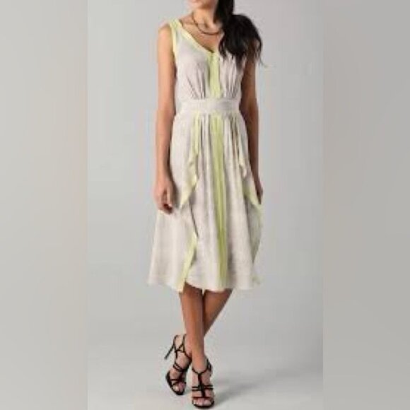 Rebecca Taylor 100% Silk Dress Grey Python Snake Print Maxi V-Neck Size 0 - Picture 1 of 15
